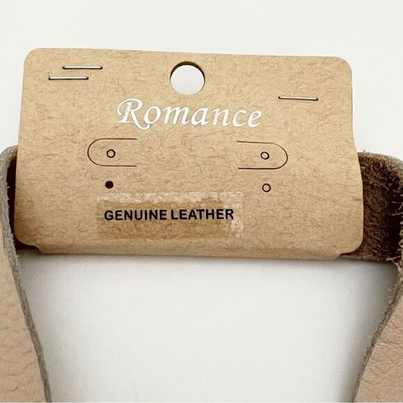 Multi Layered Semi Precious Stone Beaded Leather Strap Necklace, Tan/Grey - Picture 6 of 6